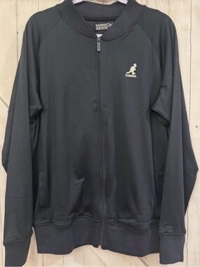 Kangol Black Zip-Front Bomber Jacket with Embroidered Logo